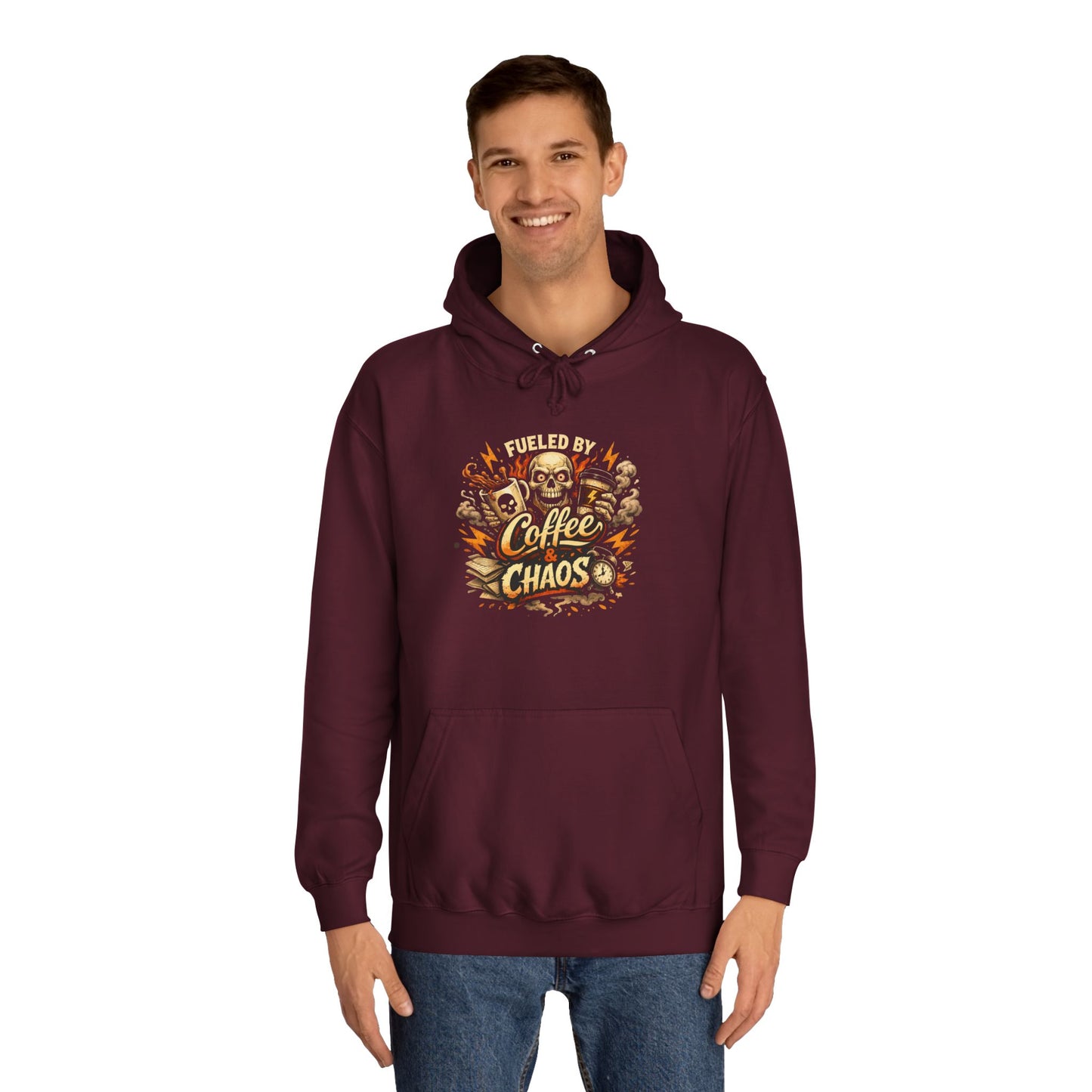 Fueled by Coffee and Chaos Hoodie – College Student Hoodie mit Grafik