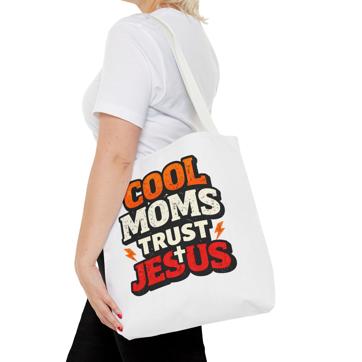 Cool Moms Trust Jesus Tote Bag - Faith-Based Christian Carryall