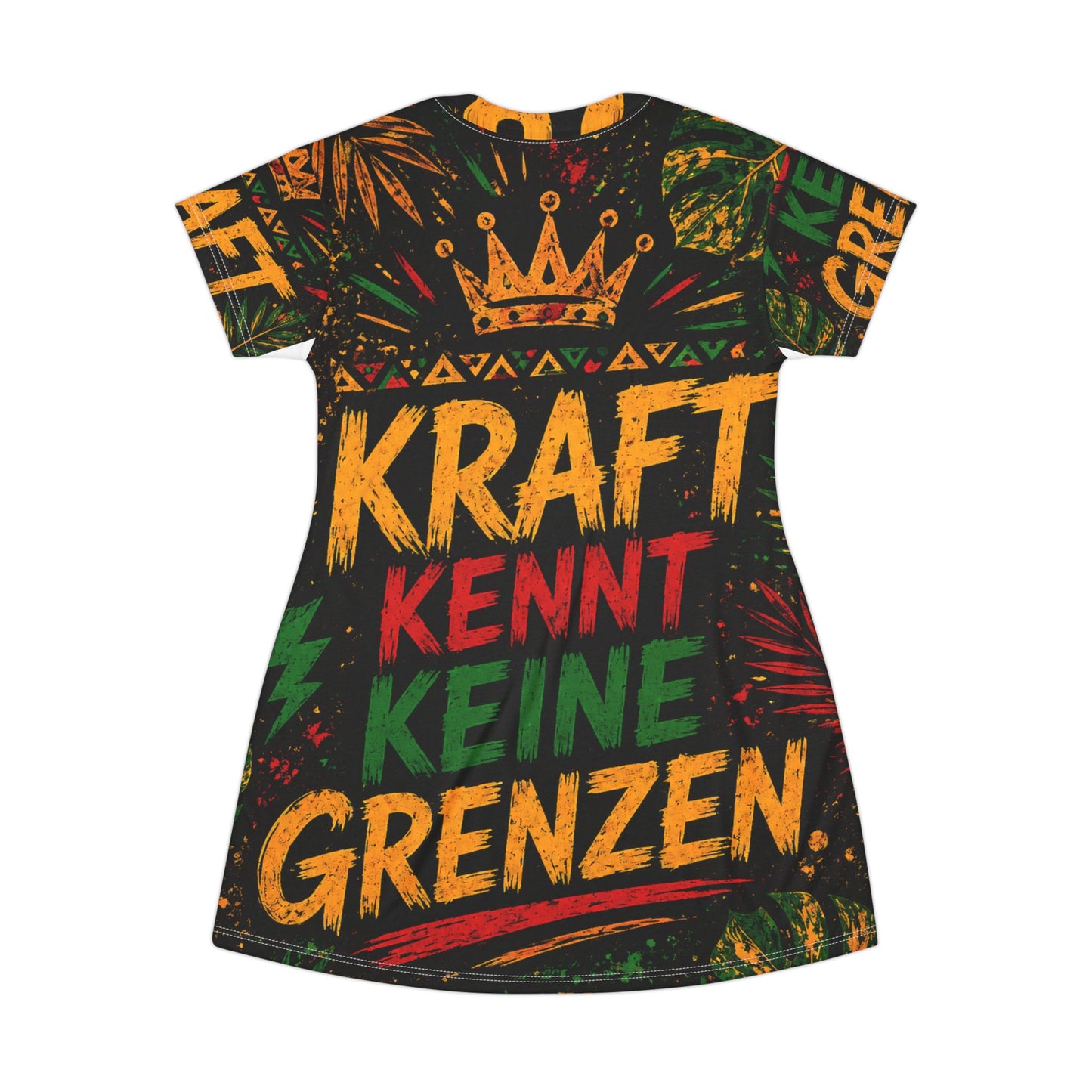 Kraft Kennt Keine Grenzen T-Shirt Dress — Empowerment Graphic Tee Dress