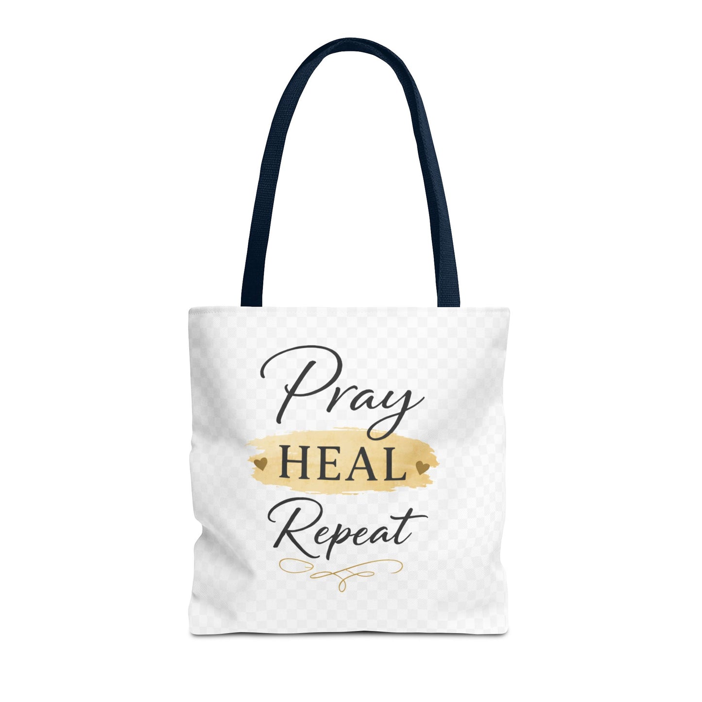 Pray Heal Repeat Tote Bag — Inspirational Faith Canvas Tote