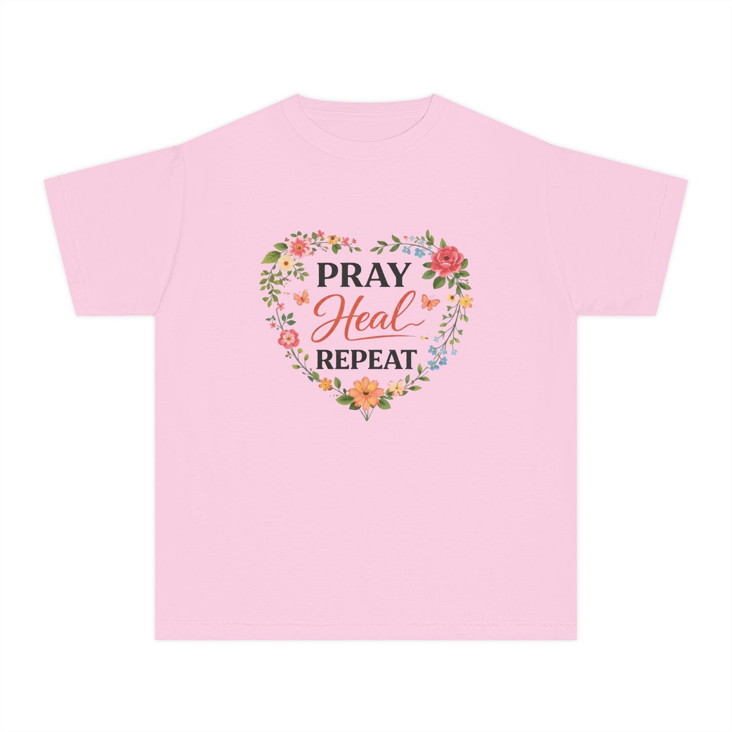 Gebet Heilen Wiederholen Jugend T-Shirt – Inspirierendes Glaubens-Grafikshirt