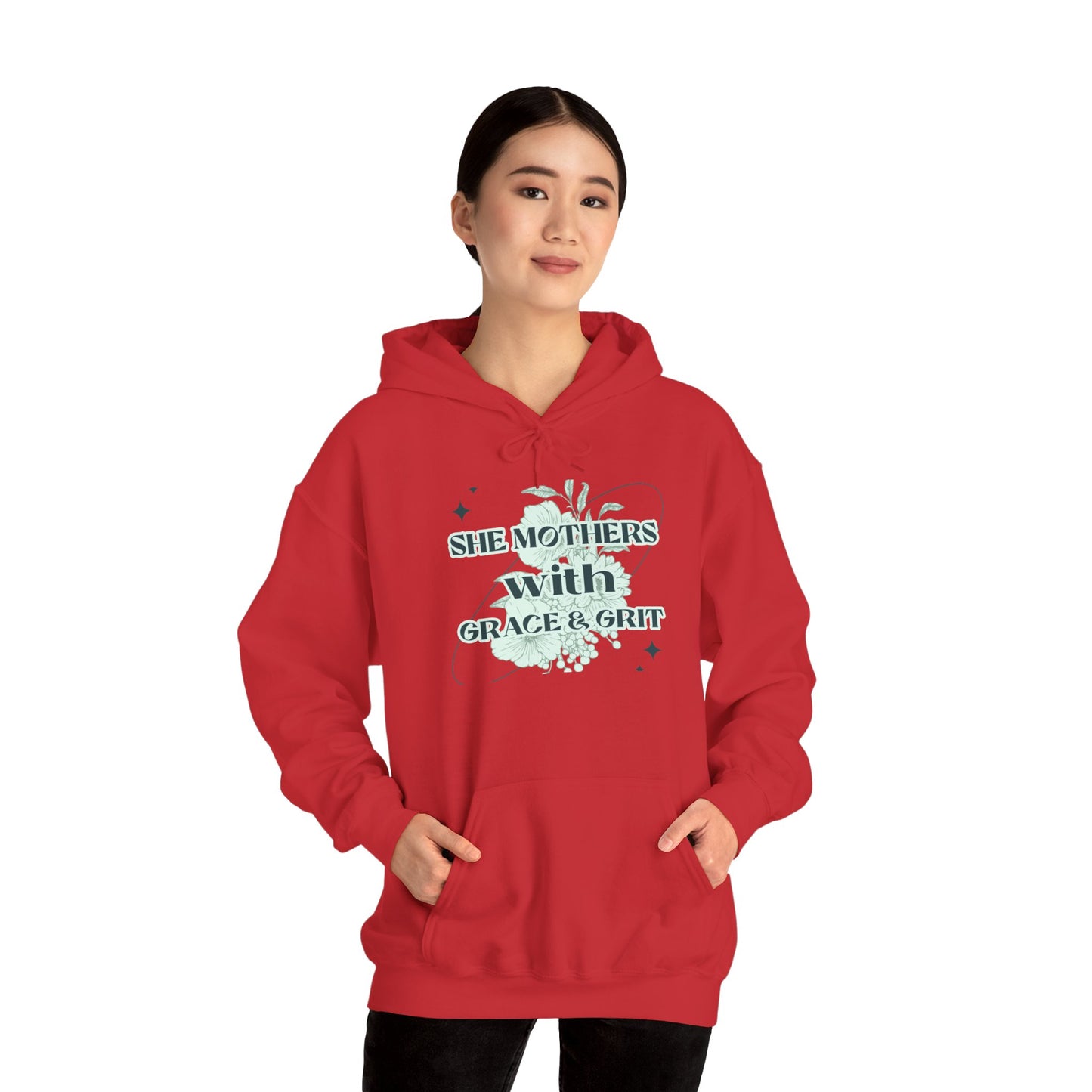 She Mothers With Grace And Grit – Graphic Hoodie