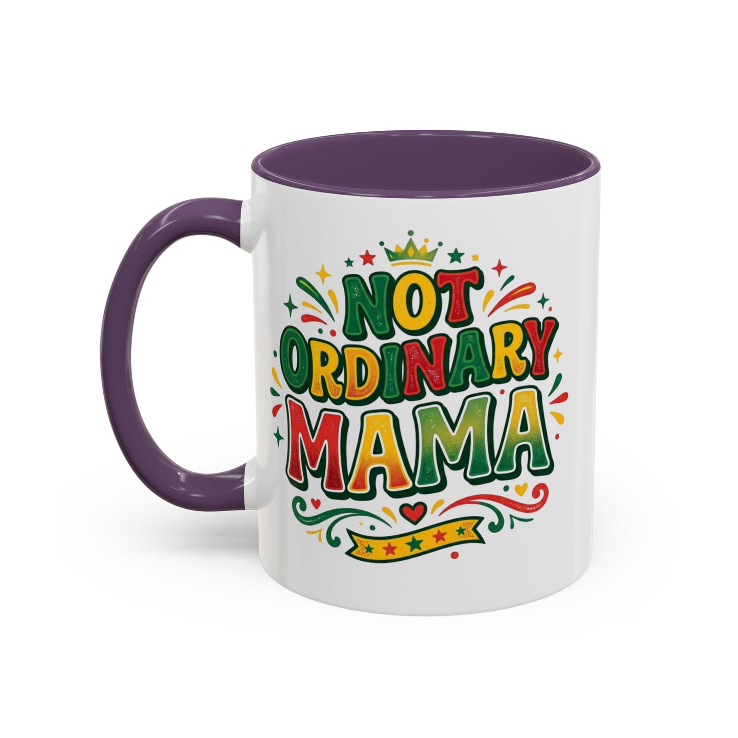Accent Coffee Mug — "Not an ORDINARY MAMA" Ceramic Mom Coffee Cup (11/15 oz)