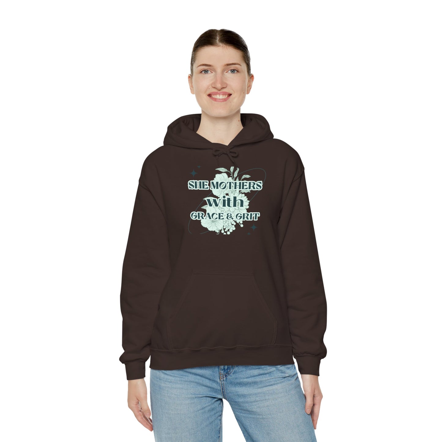 She Mothers With Grace And Grit – Graphic Hoodie
