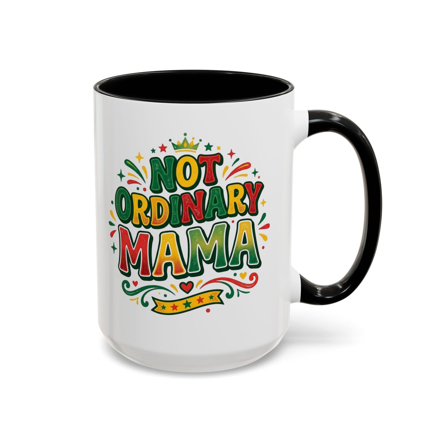 Accent Coffee Mug — "Not an ORDINARY MAMA" Ceramic Mom Coffee Cup (11/15 oz)