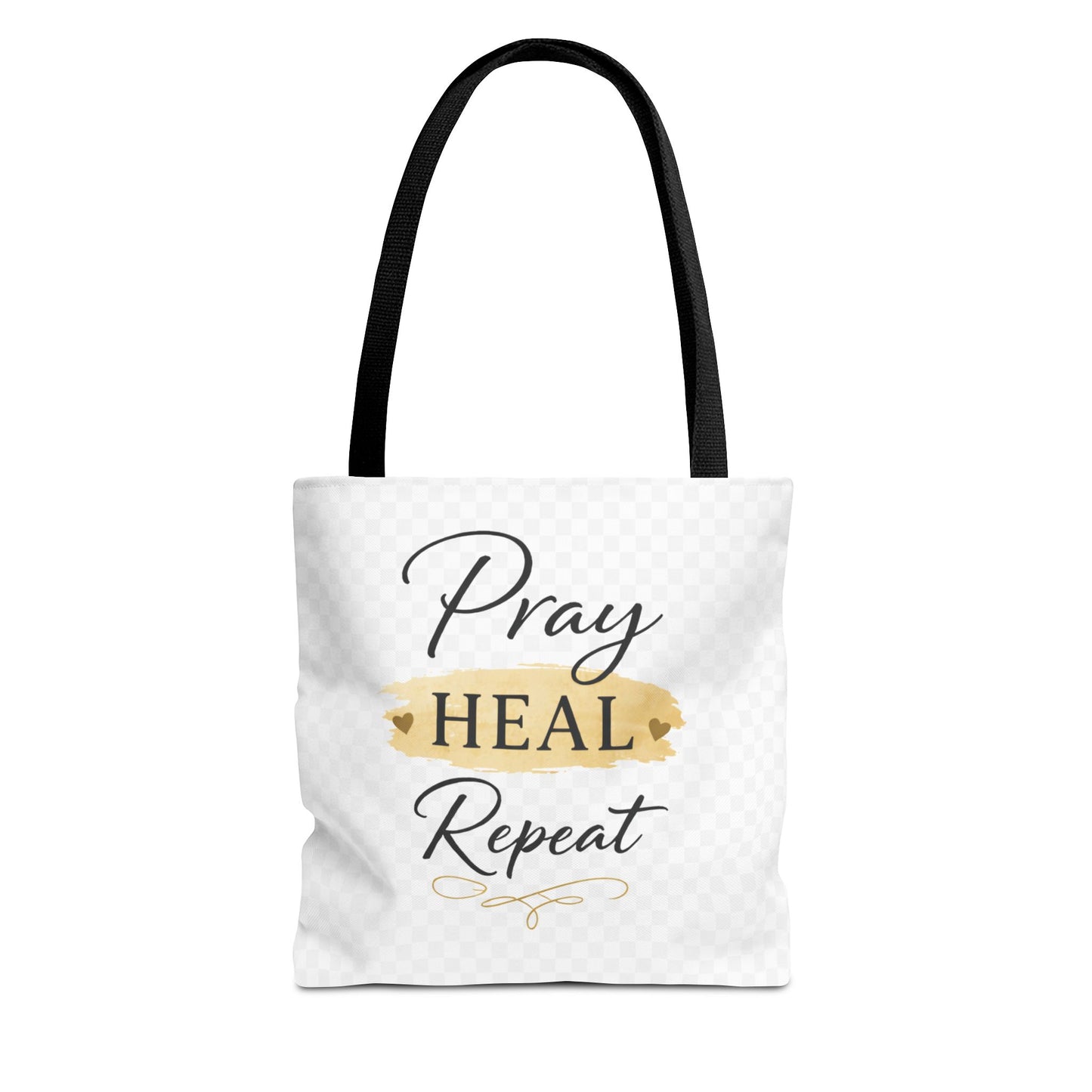 Pray Heal Repeat Tote Bag — Inspirational Faith Canvas Tote