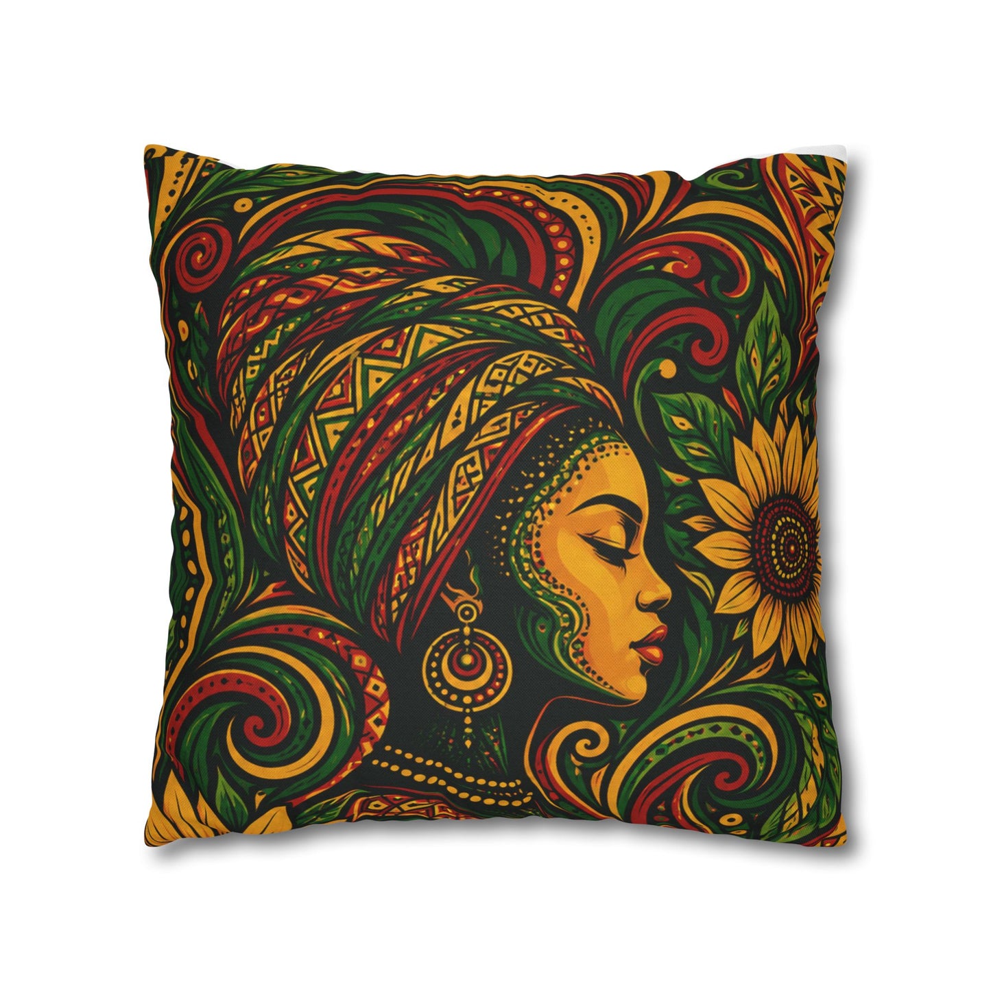 Rasta Goddess African Woman Floral Decorative Pillowcase