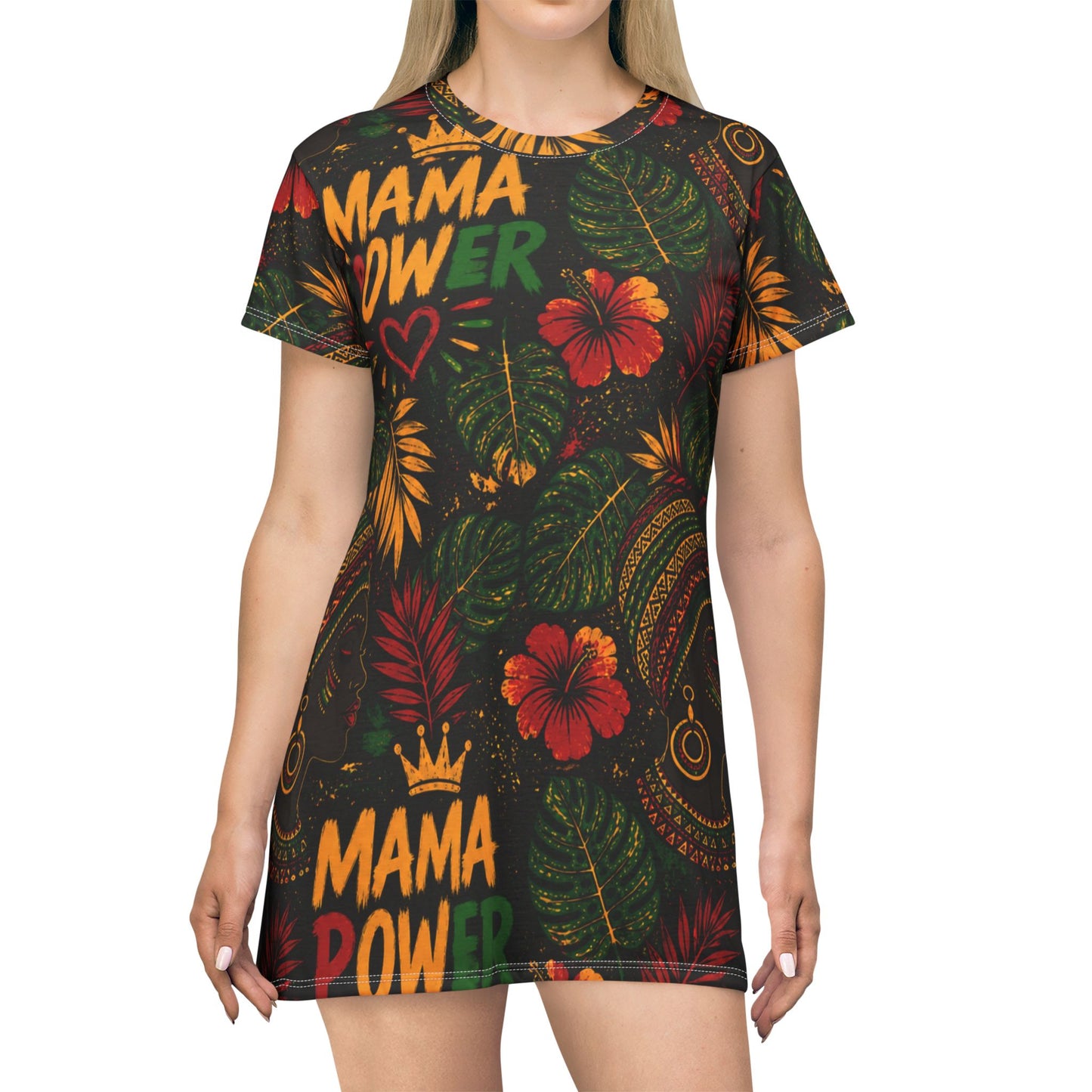 MAMA POWER T-Shirt Dress — Empowering Graphic Tee Dress for Moms
