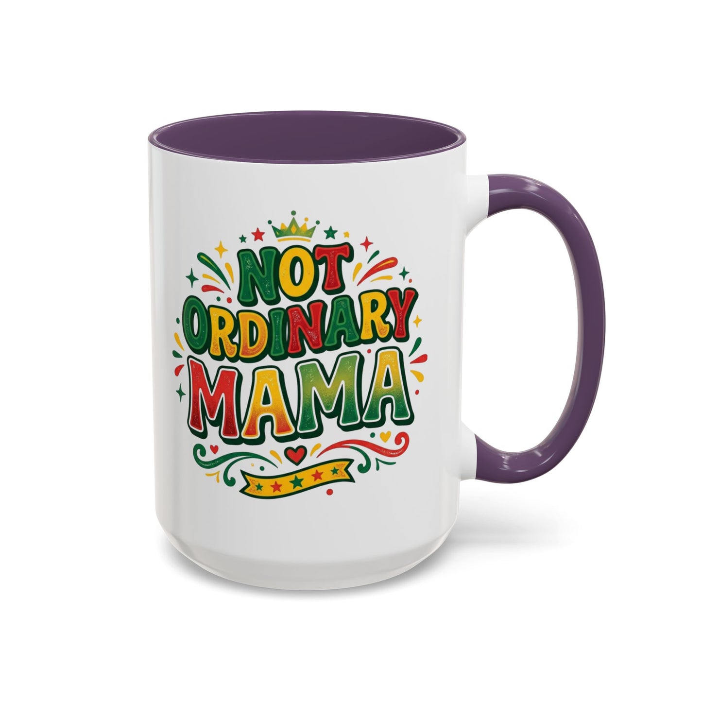 Accent Coffee Mug — "Not an ORDINARY MAMA" Ceramic Mom Coffee Cup (11/15 oz)