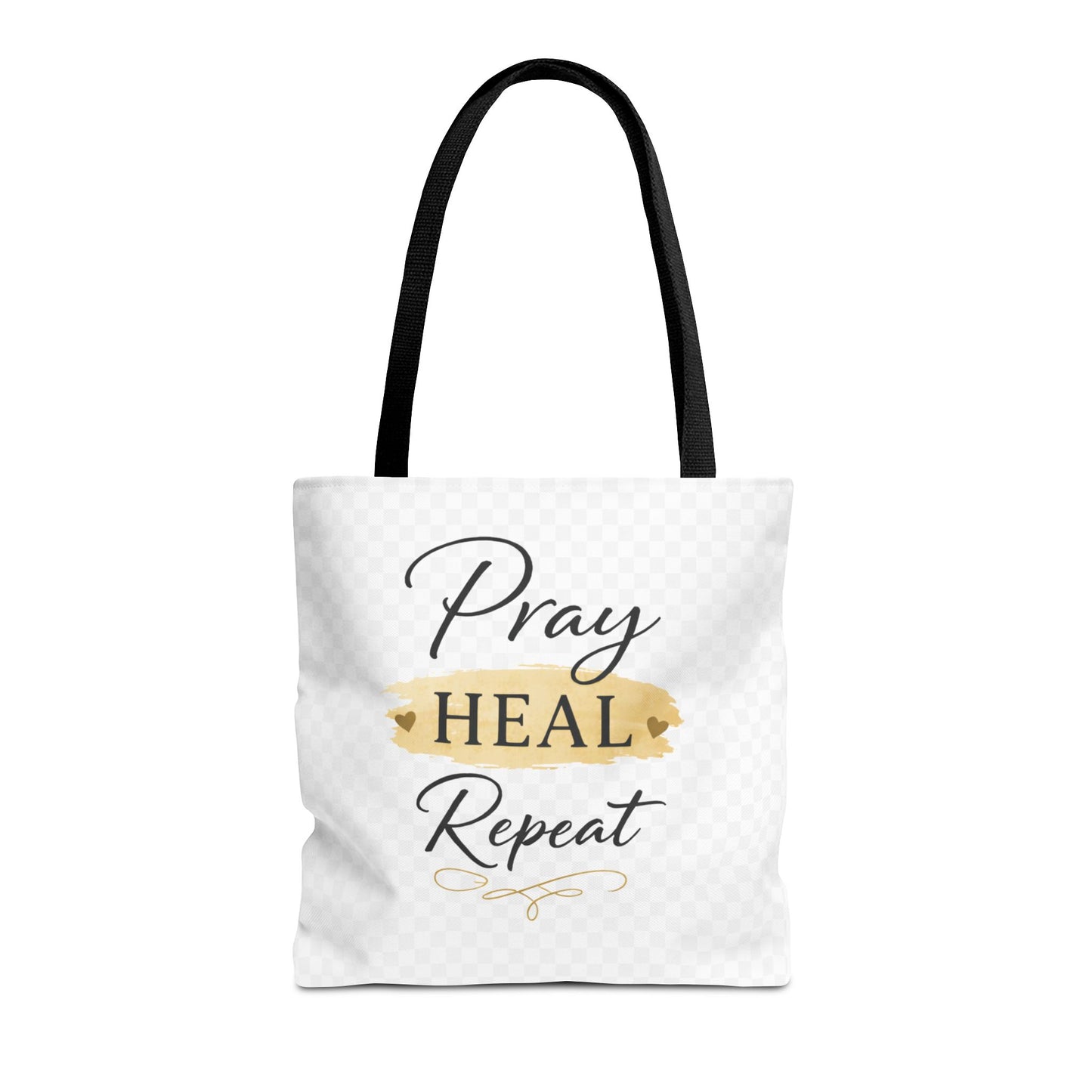 Pray Heal Repeat Tote Bag — Inspirational Faith Canvas Tote
