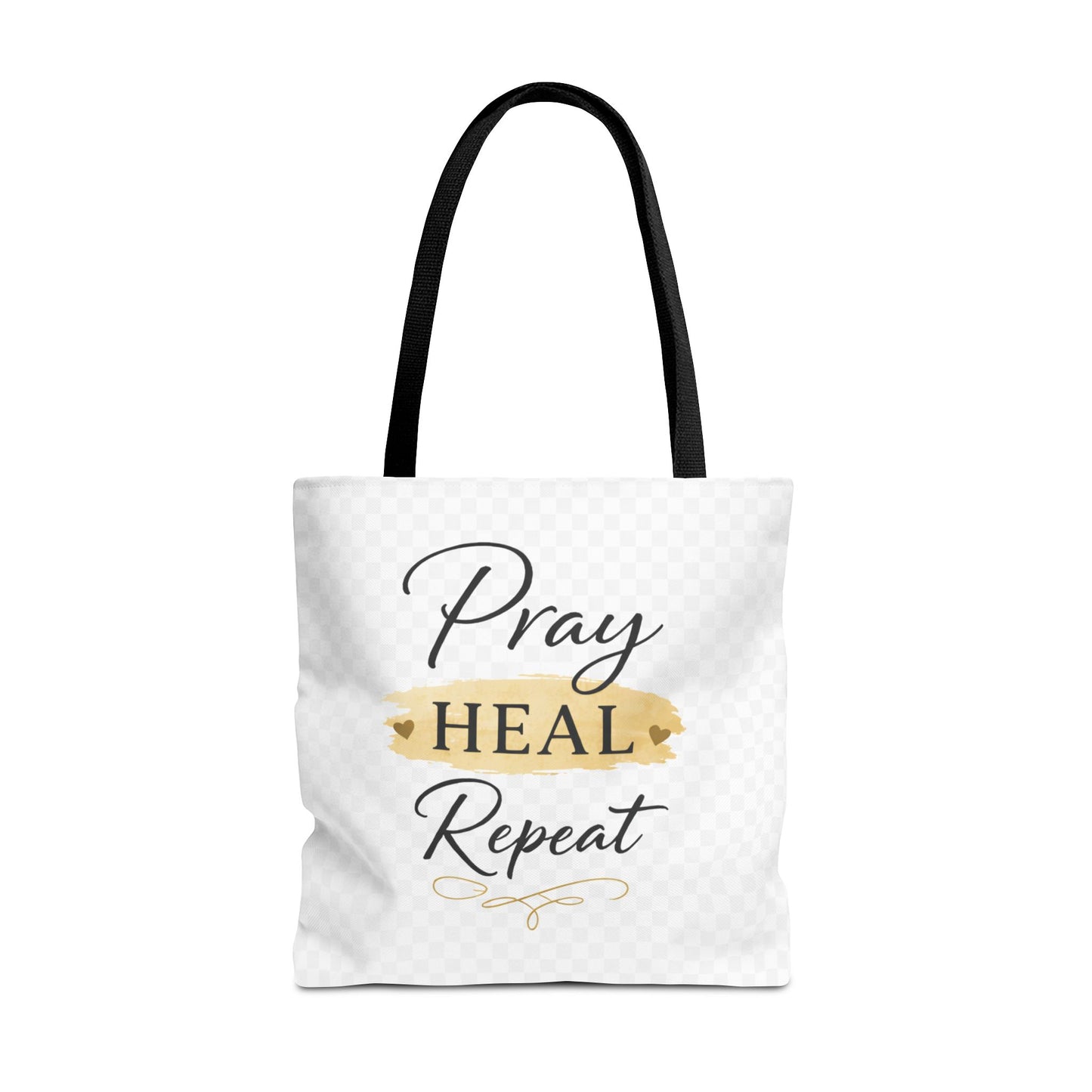 Pray Heal Repeat Tote Bag — Inspirational Faith Canvas Tote