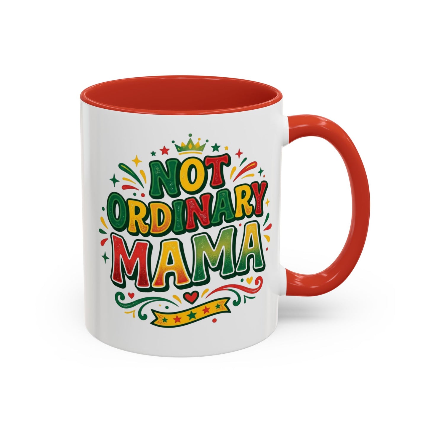 Accent Coffee Mug — "Not an ORDINARY MAMA" Ceramic Mom Coffee Cup (11/15 oz)