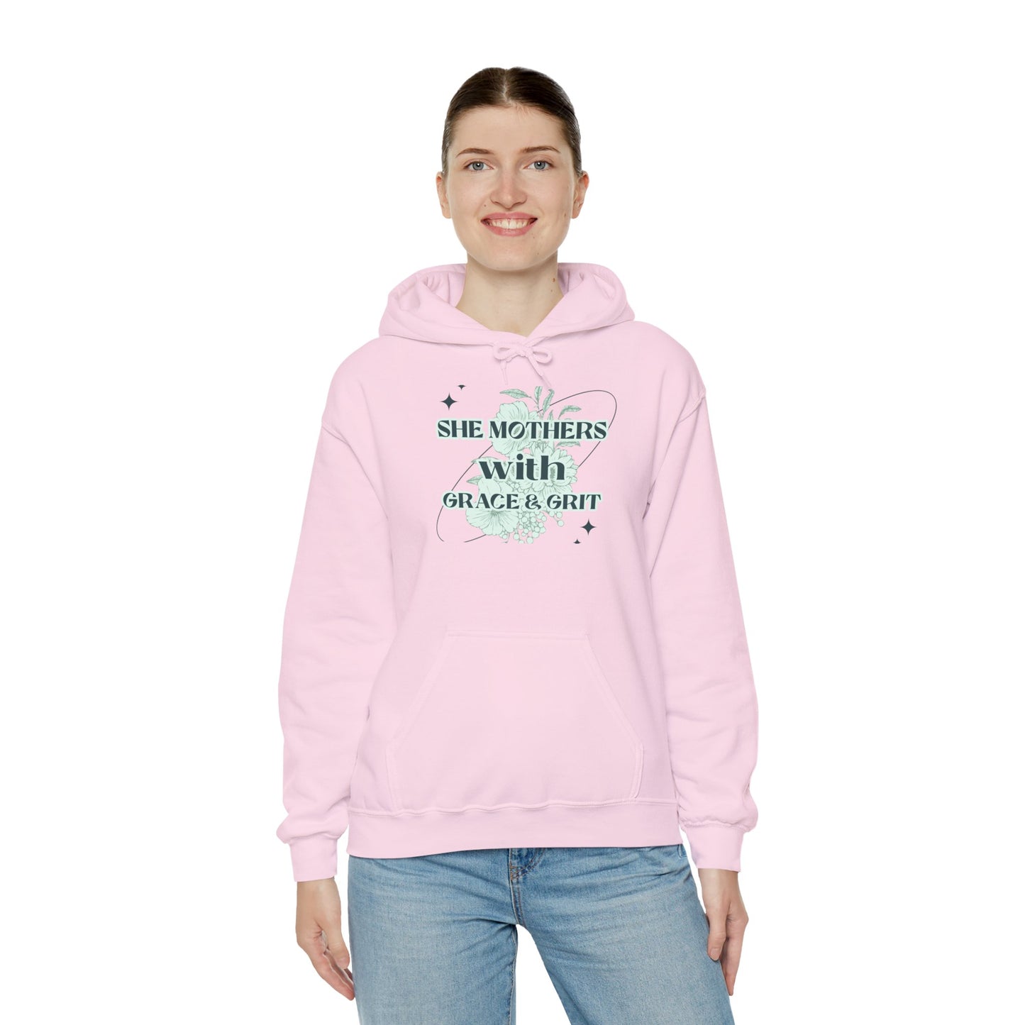 She Mothers With Grace And Grit – Graphic Hoodie