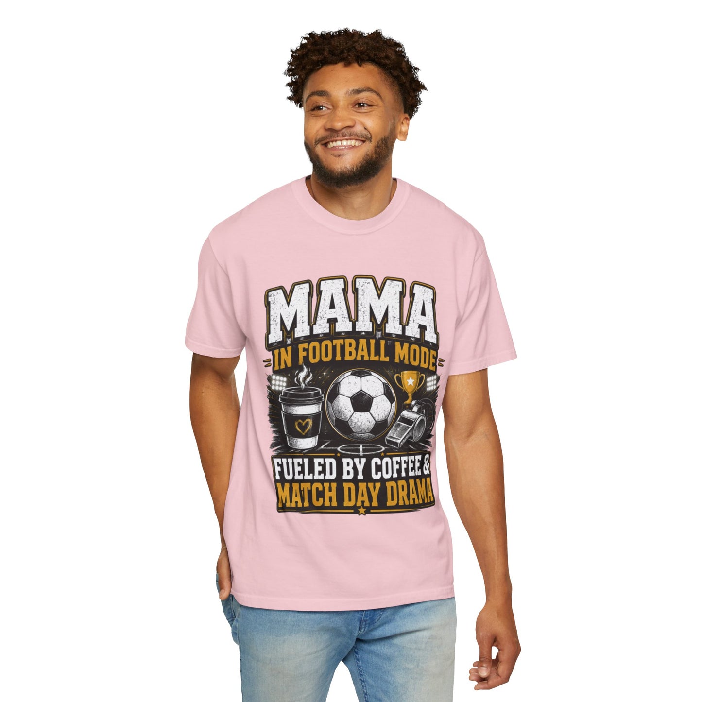 Mama in Football Mode T-shirt — Fueled by Coffee & Match Day Drama