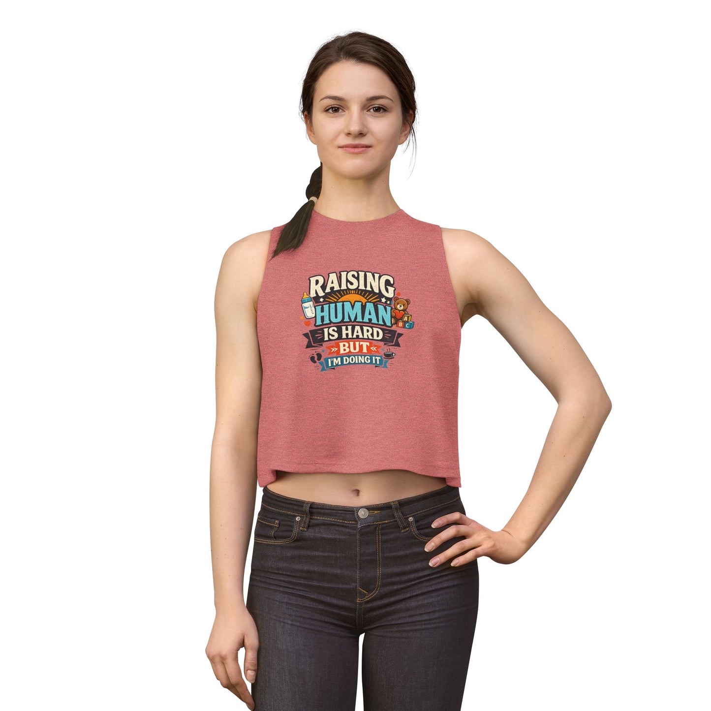 Damen Crop Top — „Kinder großzuziehen ist schwer, aber ich mach’s trotzdem“ Mama Humor
