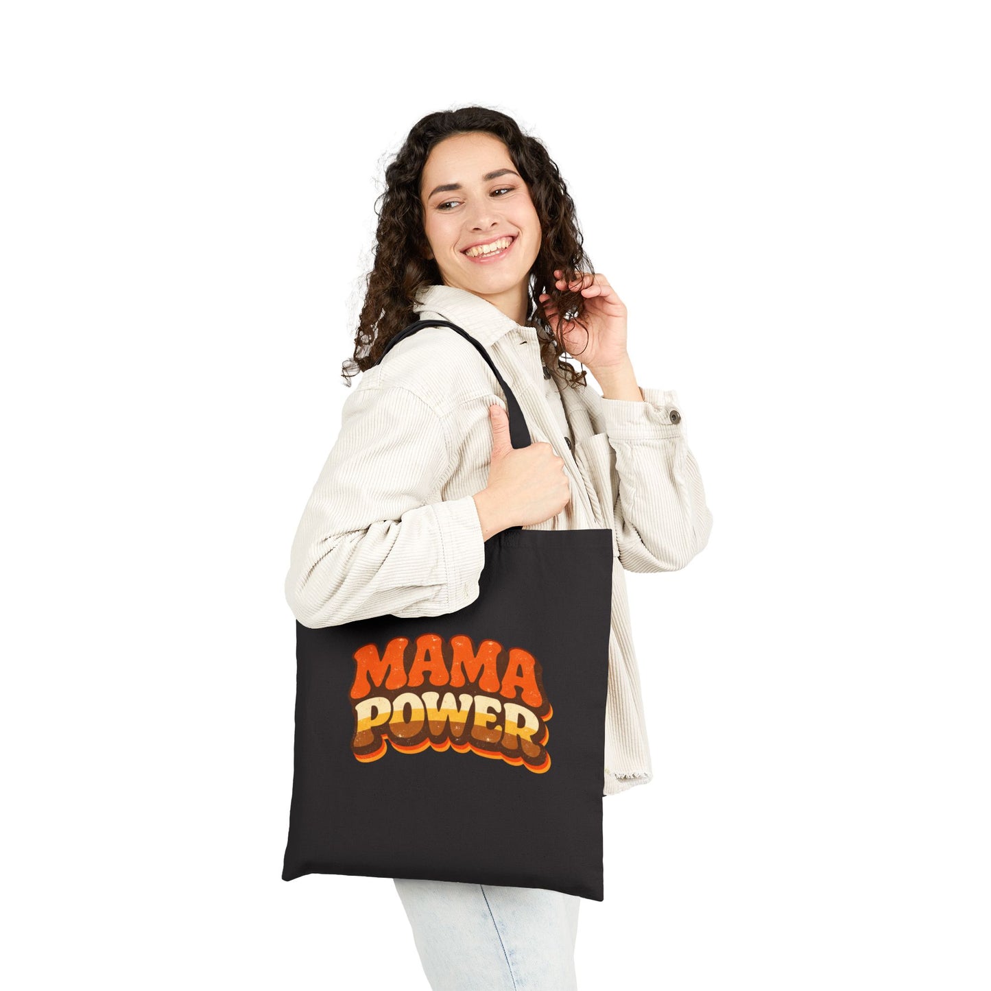 MAMA POWER Cotton Canvas Tote Bag — Bold Mom Empowerment Market Tote