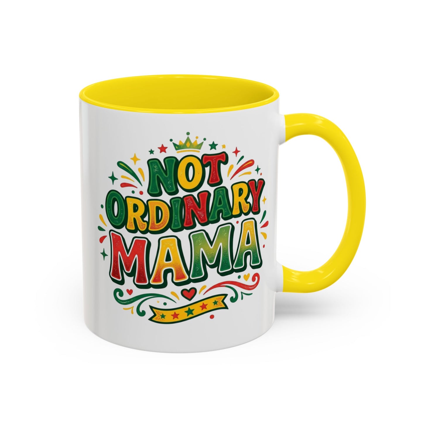 Accent Coffee Mug — "Not an ORDINARY MAMA" Ceramic Mom Coffee Cup (11/15 oz)