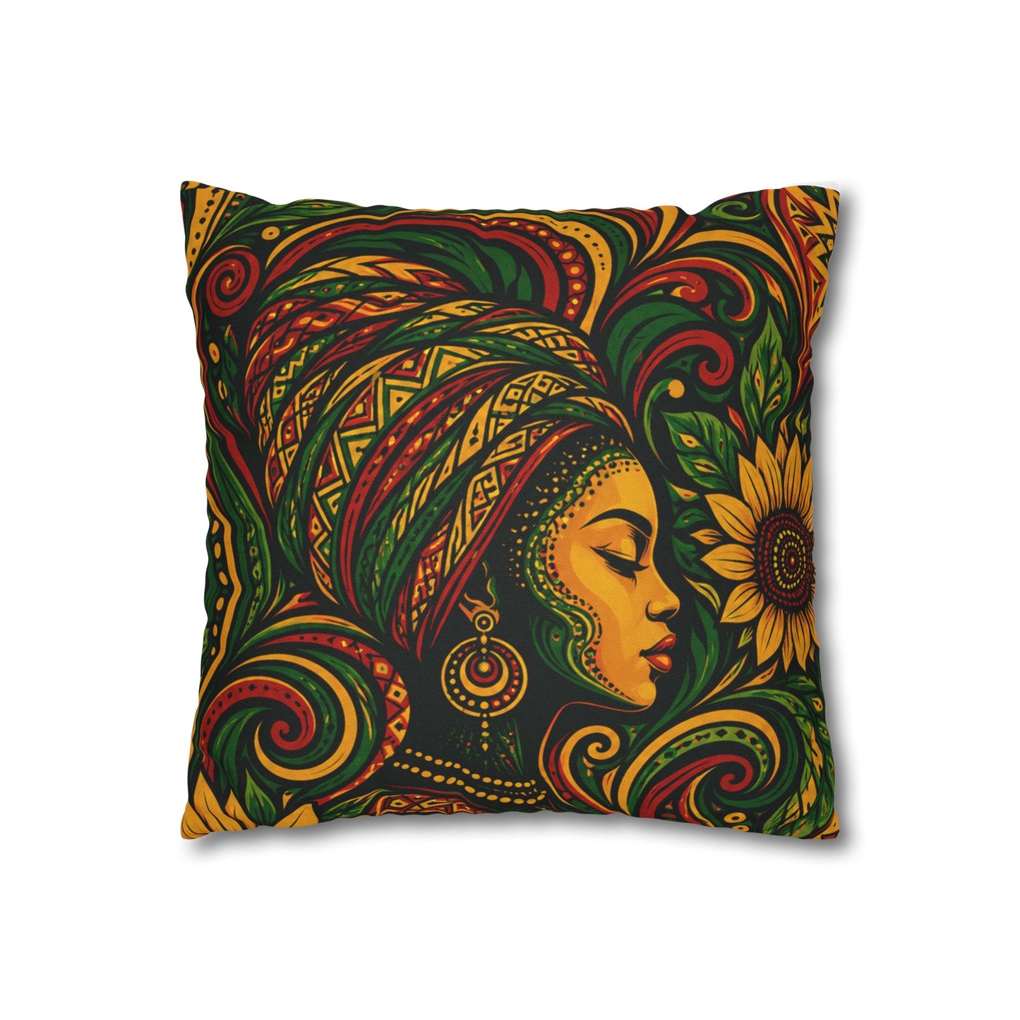 Rasta Goddess African Woman Floral Decorative Pillowcase