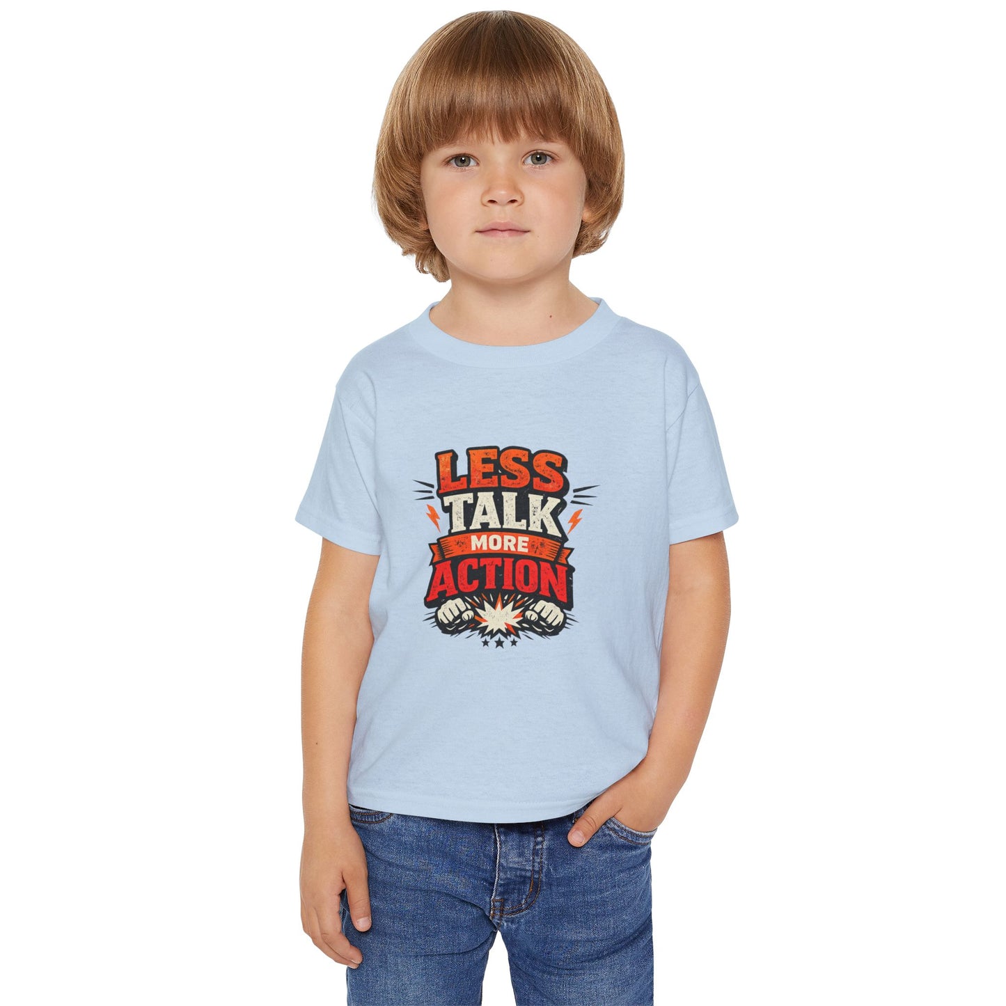 Less Talk More Action Toddler T-Shirt — Motivational Kids Tee