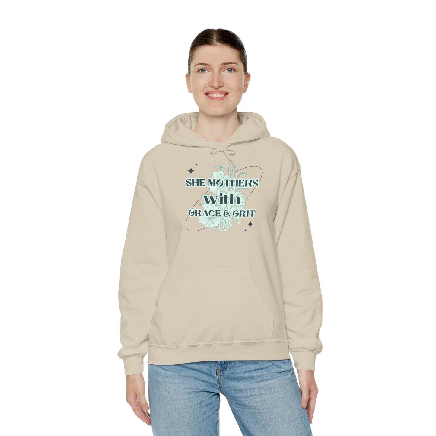She Mothers With Grace And Grit – Graphic Hoodie