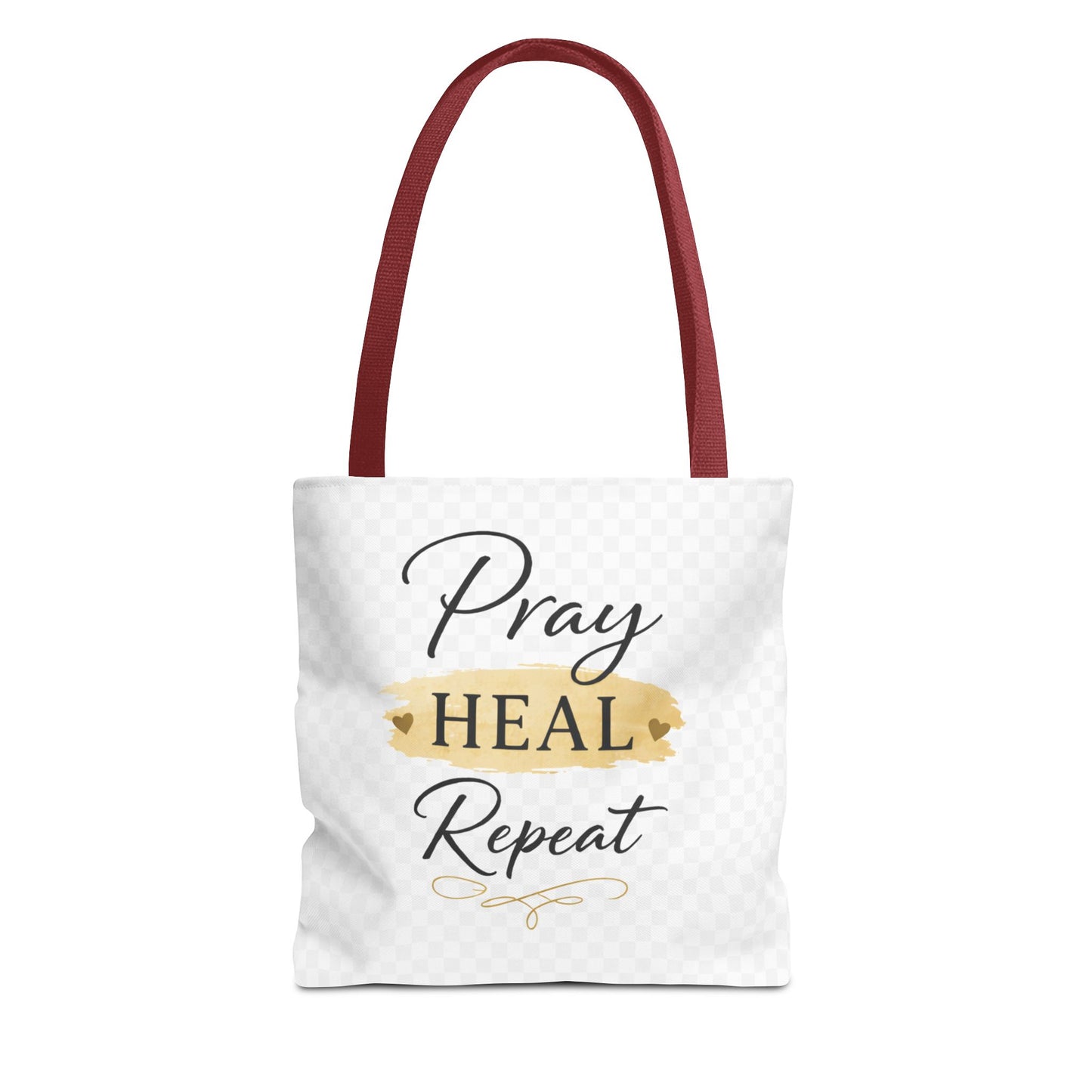 Pray Heal Repeat Tote Bag — Inspirational Faith Canvas Tote