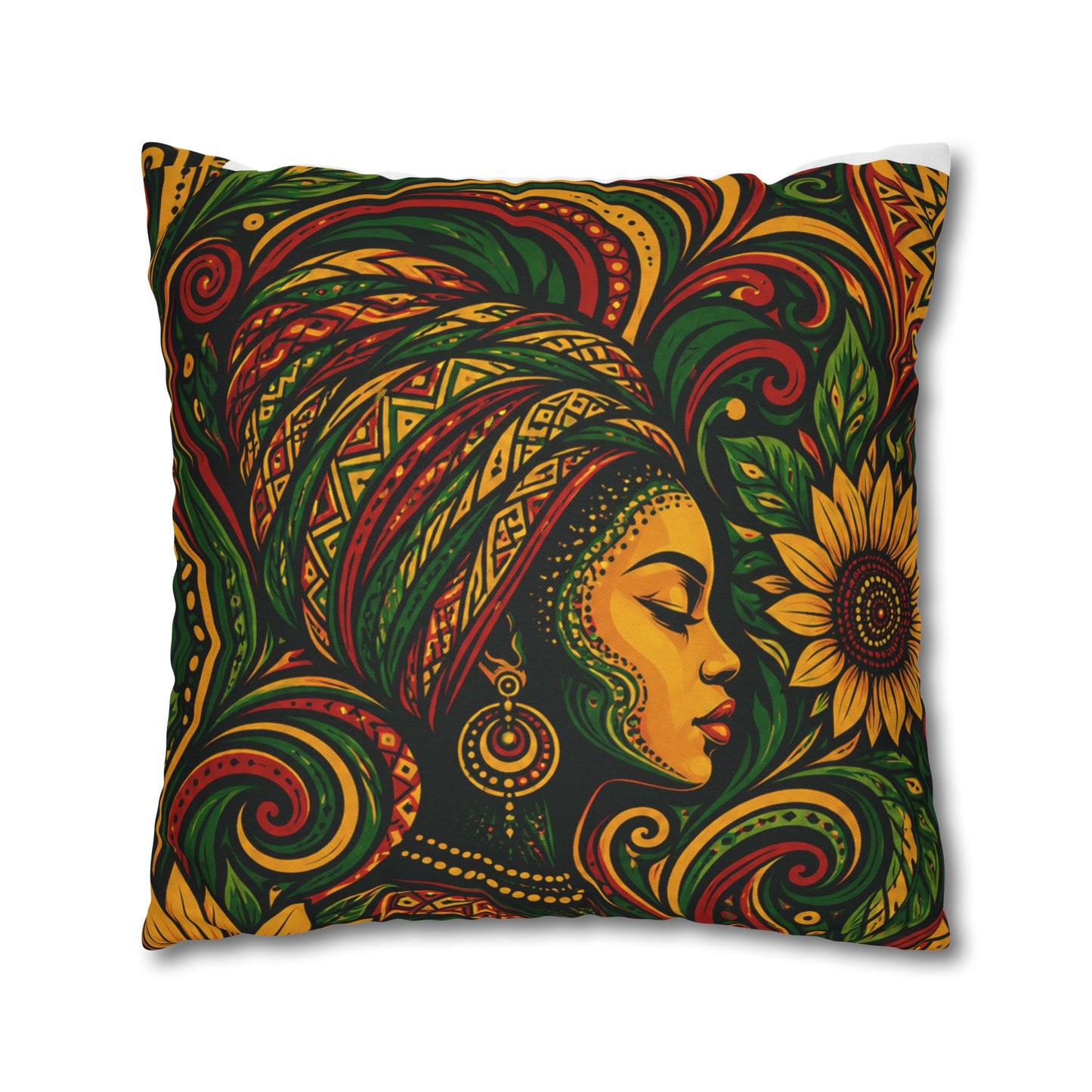 Rasta Goddess African Woman Floral Decorative Pillowcase