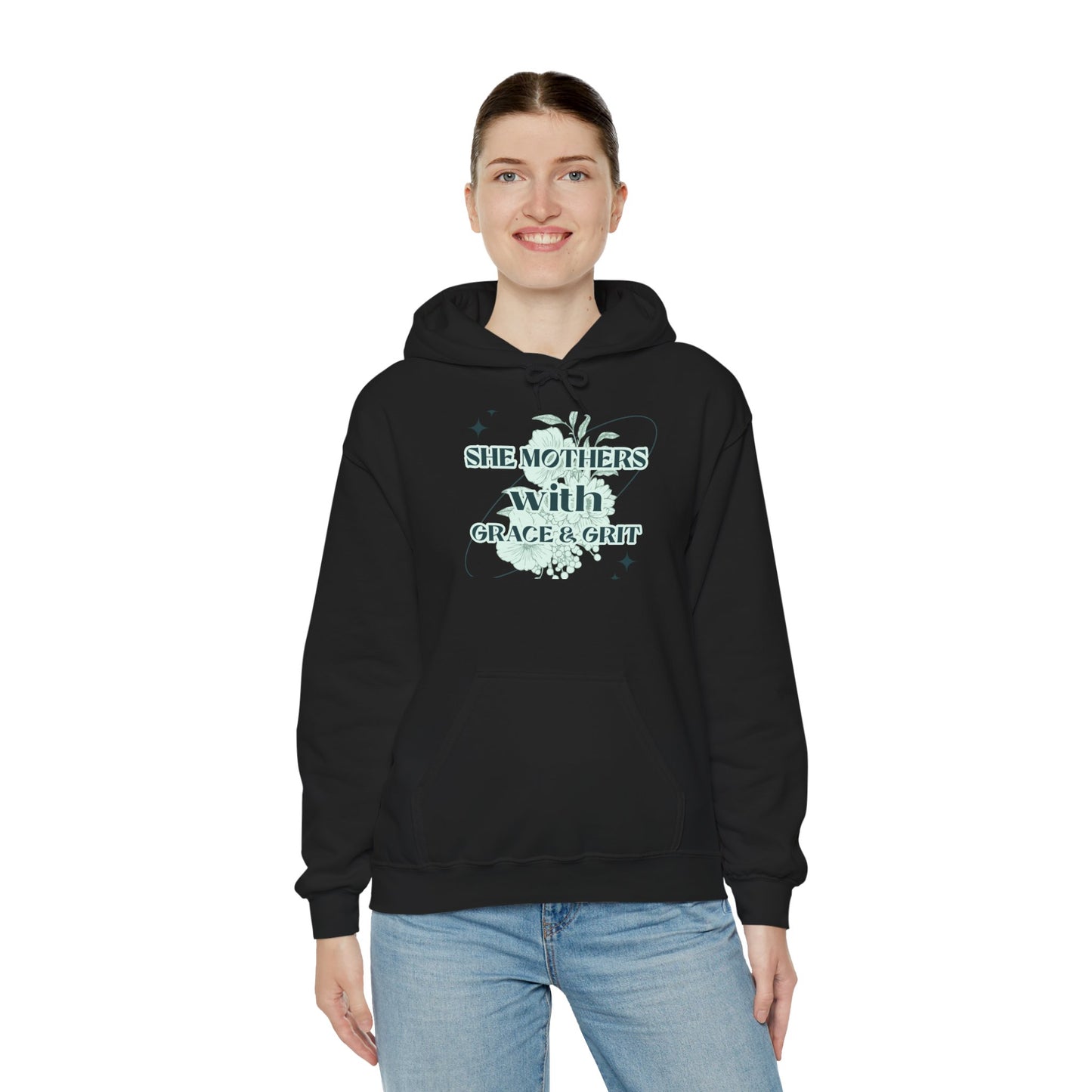 She Mothers With Grace And Grit – Graphic Hoodie