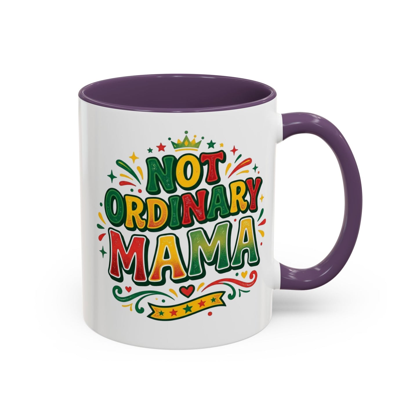 Accent Coffee Mug — "Not an ORDINARY MAMA" Ceramic Mom Coffee Cup (11/15 oz)