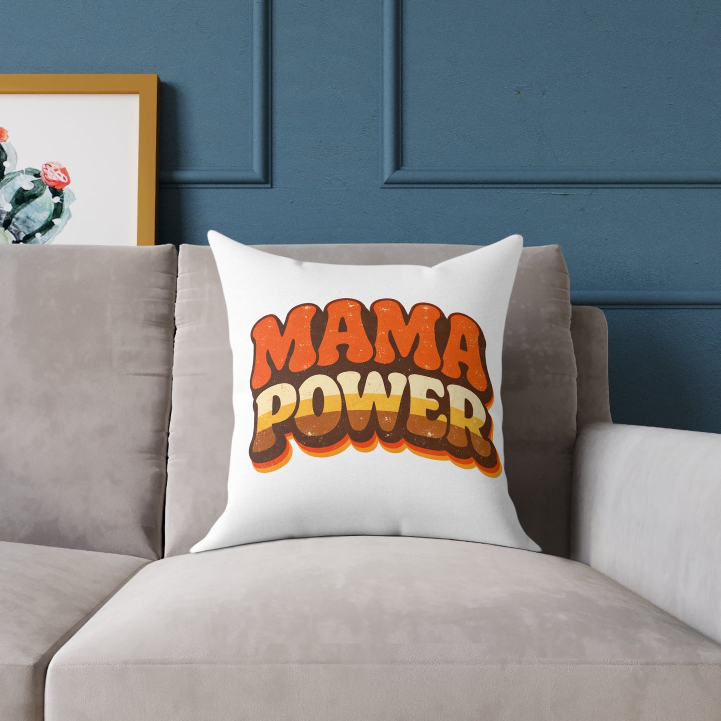 MAMA POWER Quadratisches Poly-Canvas-Kissen — Kühnes Mama Power Dekokissen