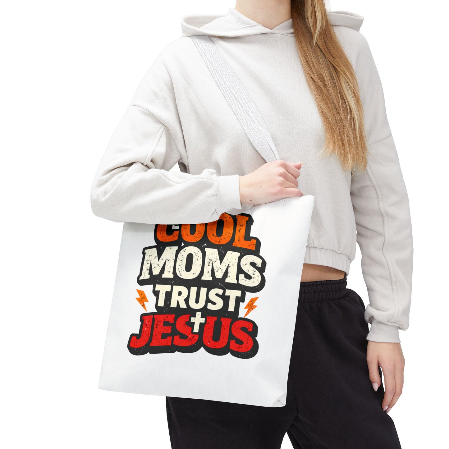 Cool Moms Trust Jesus Tote Bag - Faith-Based Christian Carryall