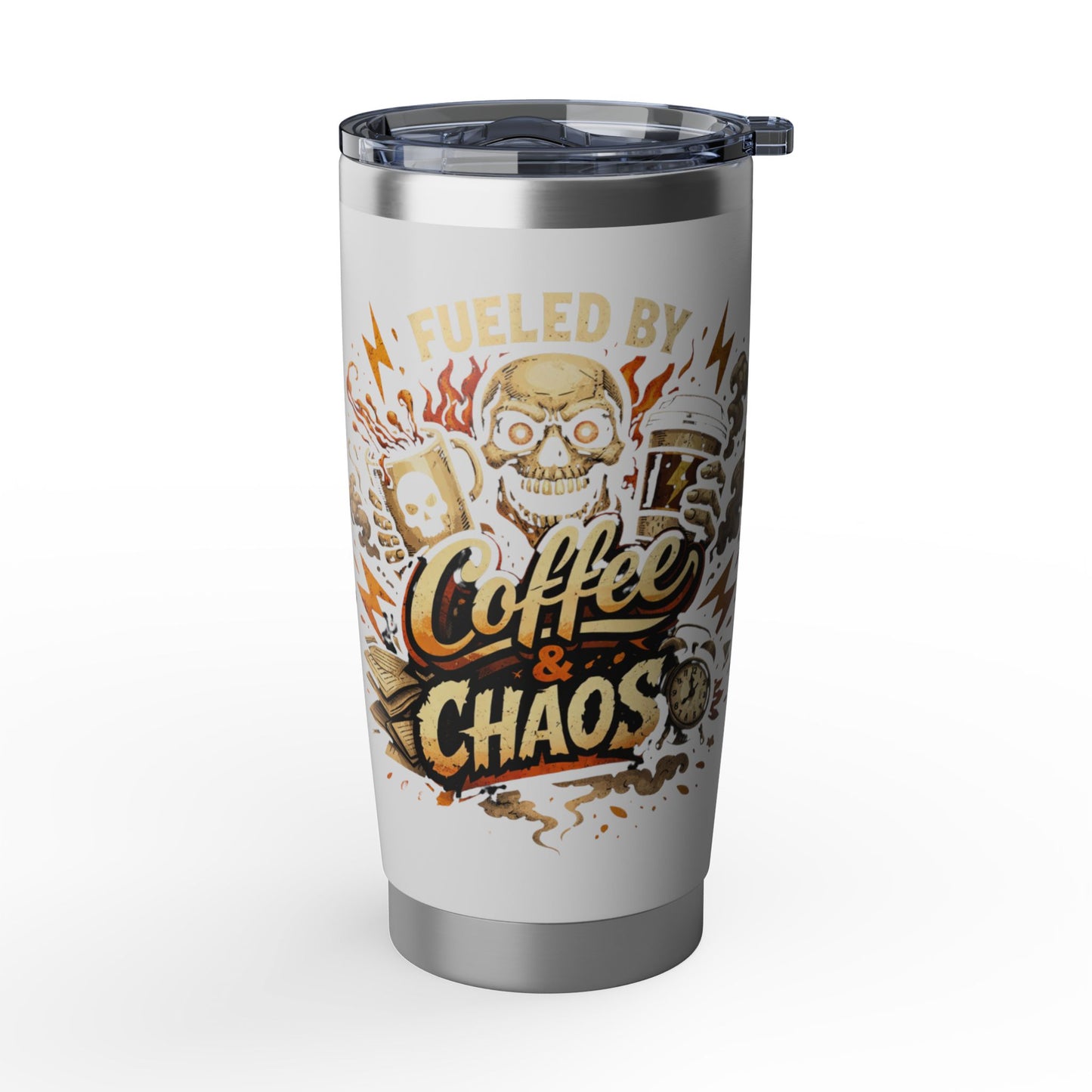 Mit Kaffee und Chaos betrieben Vagabond 20oz Becher / Tasse